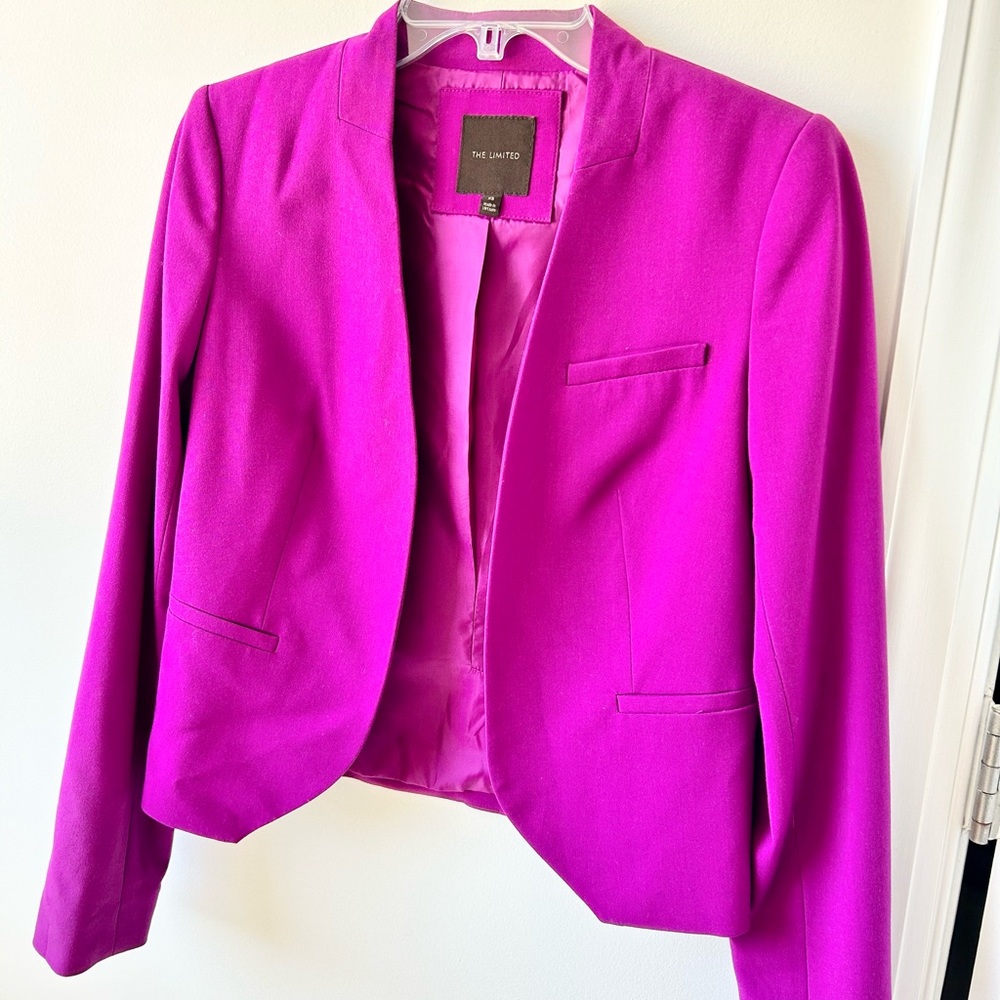 The Limited Women's Fuchsia Pink Tailored Blazer Suit Jacket  Professional